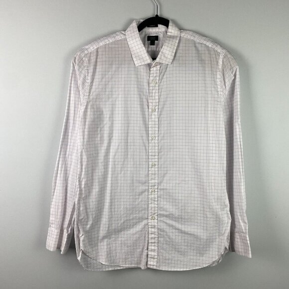 J. Crew Ludlow Button Up Shirt Size XL White Purple Plaid Long Sleeve Cotton - Picture 1 of 11